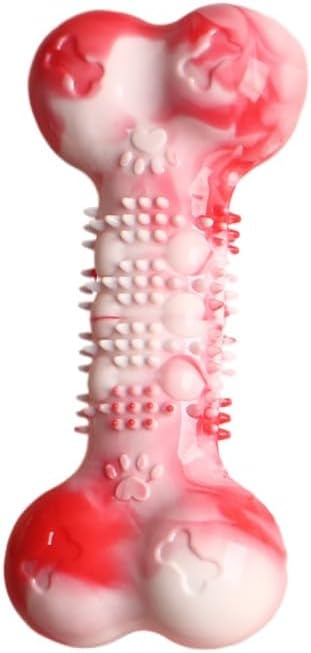 2-Pack Durable TPR Squeaky Dog Bone with Two-Tone Paw Print - Dental Health &
