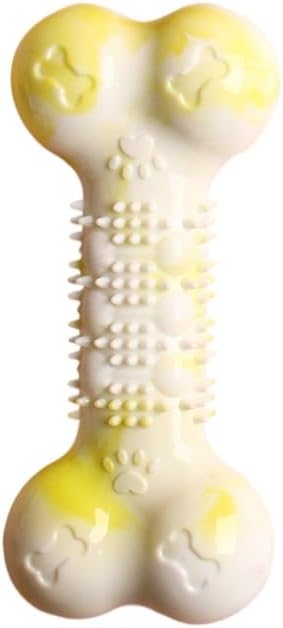 2-Pack Durable TPR Squeaky Dog Bone with Two-Tone Paw Print - Dental Health &
