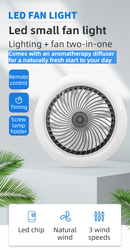 Black Remote LED Ceiling Fan Light with Aromatherapy Slot and Removable E27 view 2