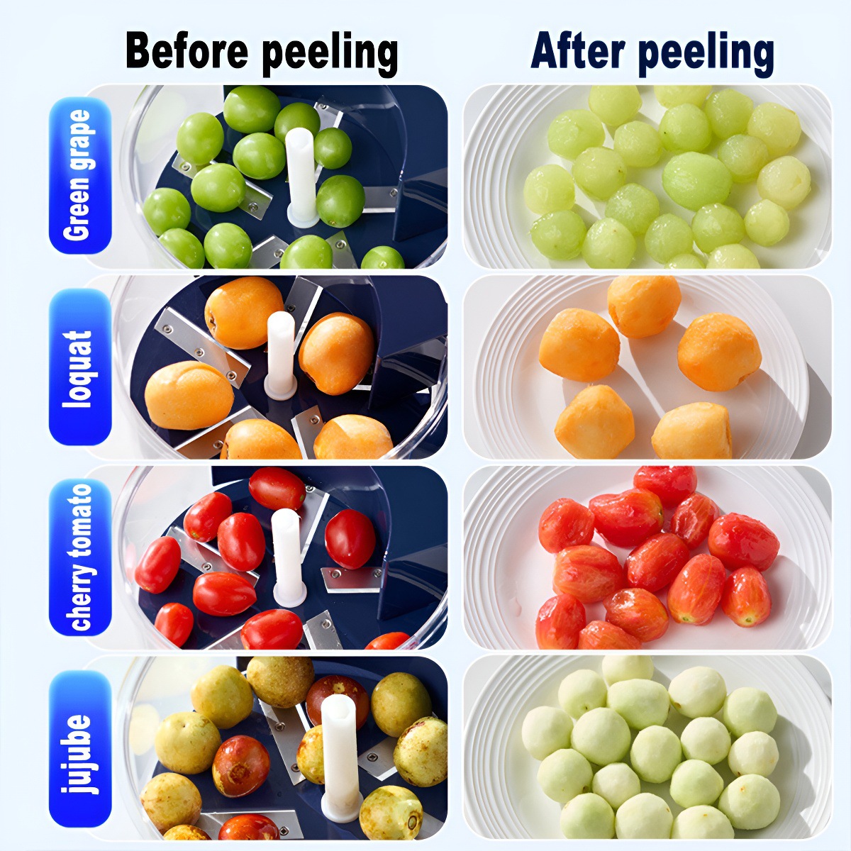 Blue Automatic Grape Peeler Machine - High-Efficiency & Mess-Free view 4