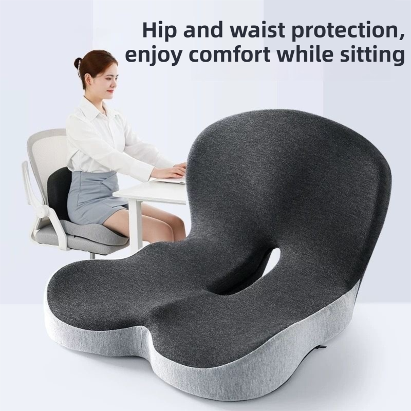 Black Ergonomic Memory Foam Seat Cushion & Lumbar Support(44x42x32CM) view 4