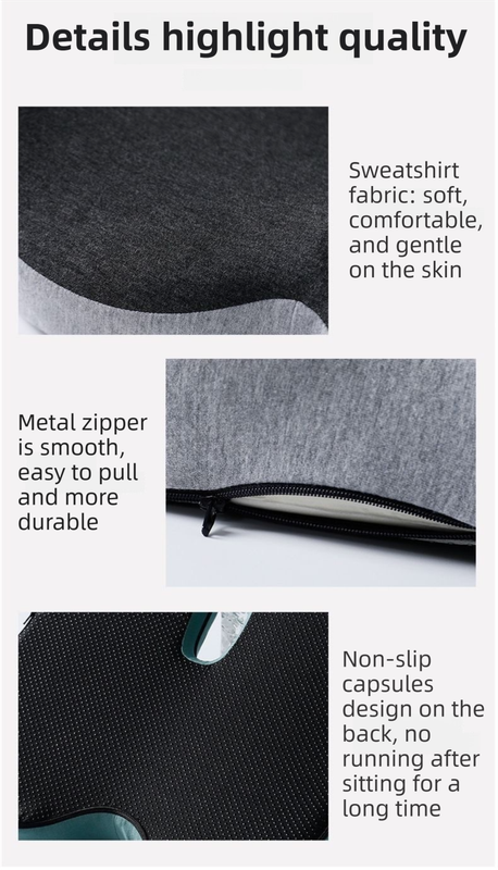 Grey Ergonomic Memory Foam Seat Cushion & Lumbar Support(44x42x32CM) view 6