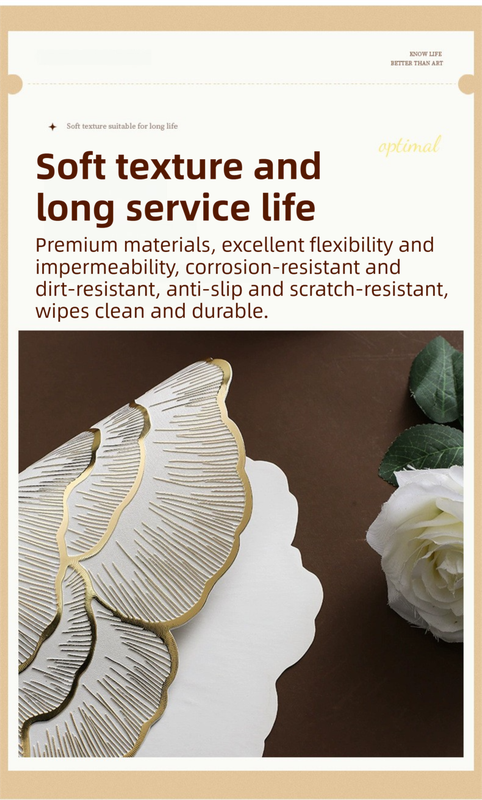 4-Pack Sliver Luxury Bronzing Floral Heat-Insulated Placemats - Lotus Style view 3