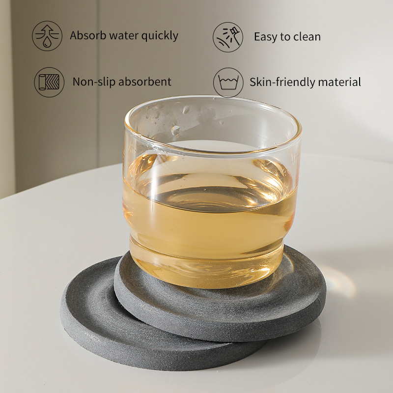 6-Pack White Instant Dry Diatomite Round Coaster Tray(10x10CM) view 4