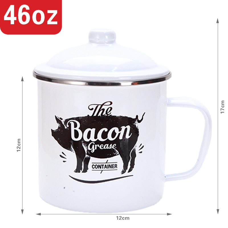 Retro 1200ML Enamel Lard Storage Jar - Acid & Alkali Resistant Oil Filter Pot view 4