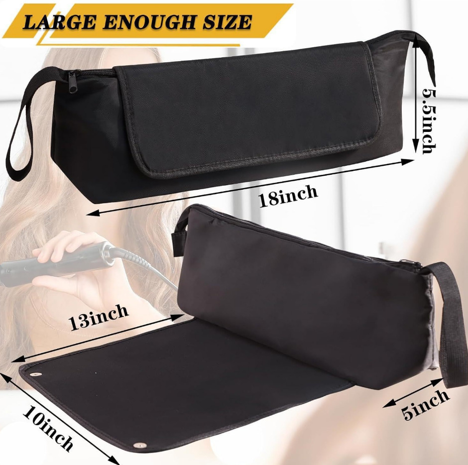 Black Premium Insulated Roll-Up Travel Case for Hair Styling Tools & Blow view 3