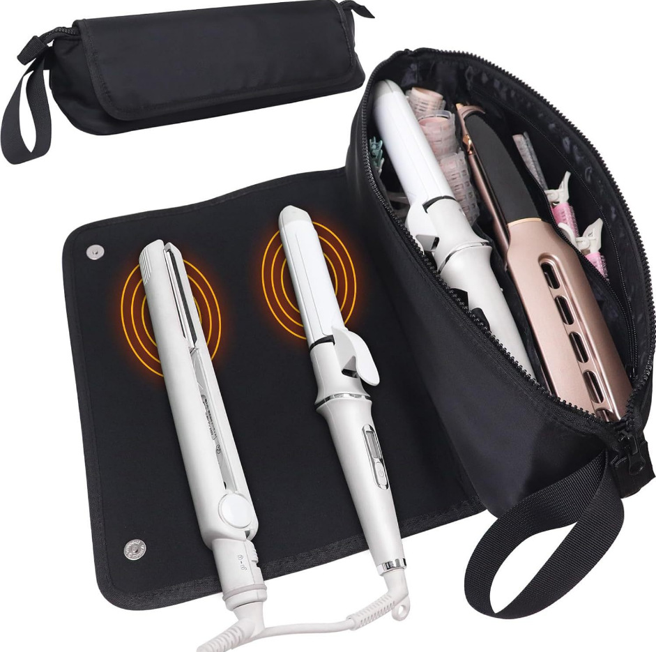 White Premium Insulated Roll-Up Travel Case for Hair Styling Tools & Blow view 2