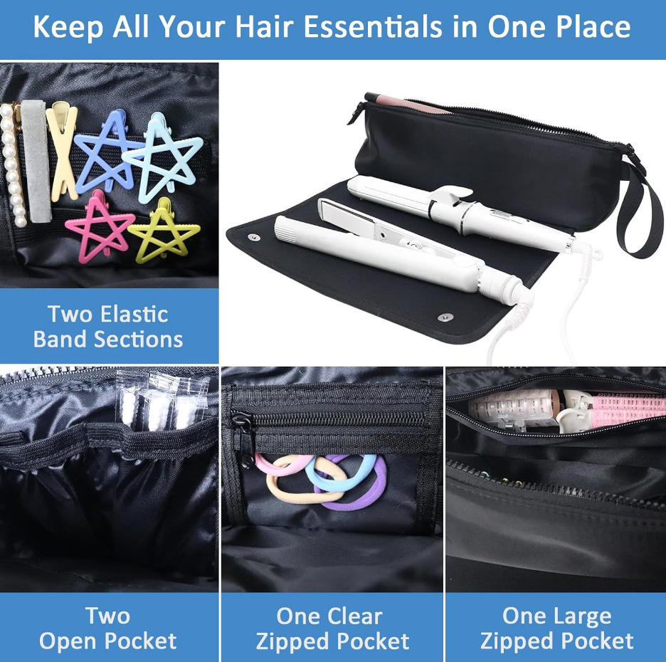 White Premium Insulated Roll-Up Travel Case for Hair Styling Tools & Blow view 5