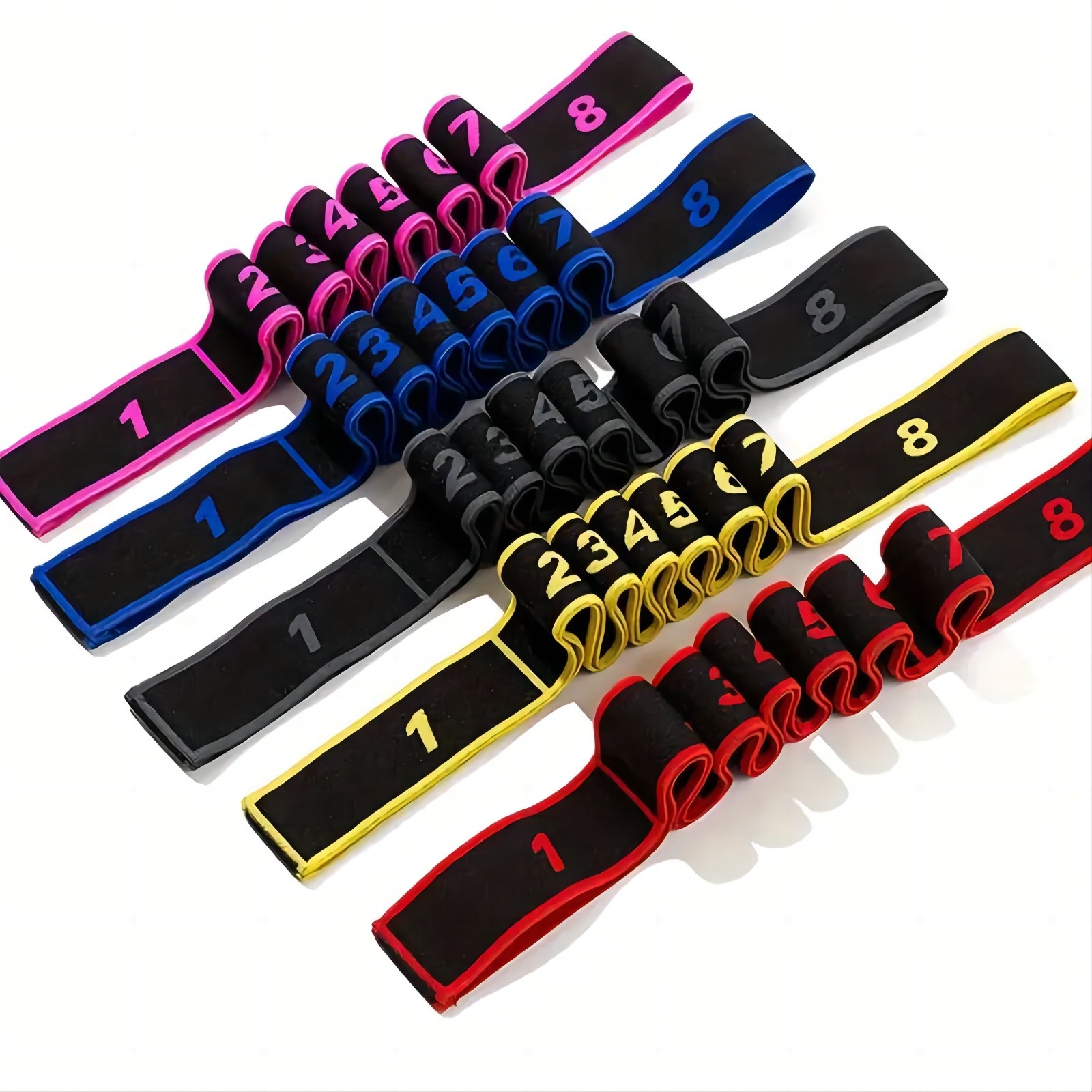 Pink 3 Pack Multi-Loop Yoga Stretching Strap with Numbered Sections 90cm view 3