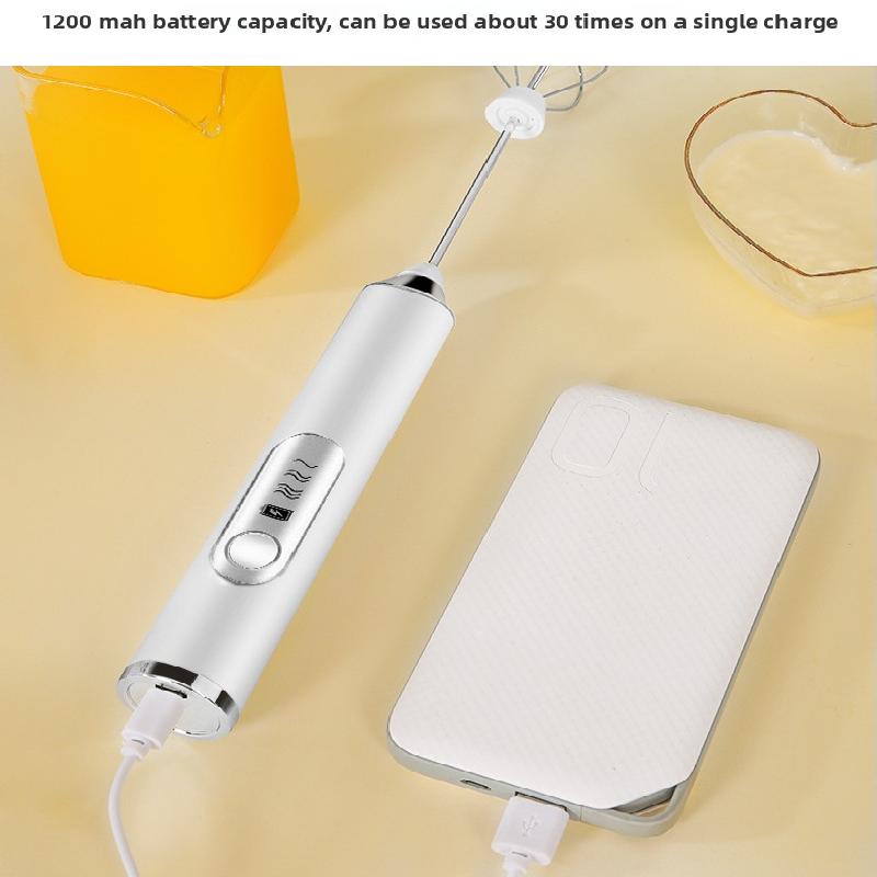 Black Rechargeable Handheld Milk Frother and Electric Whisk Set 3 Speeds with view 4