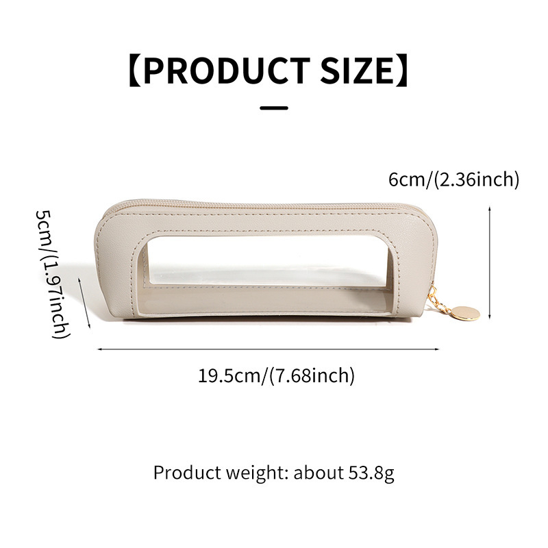 2-Pcs Brown Transparent Makeup Brush Case – Portable Zippered Cosmetic Pouch view 5