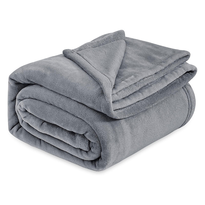 Grey Ultra-Soft Coral Fleece Blanket – Lightweight Summer Throw for Office Naps — image 1