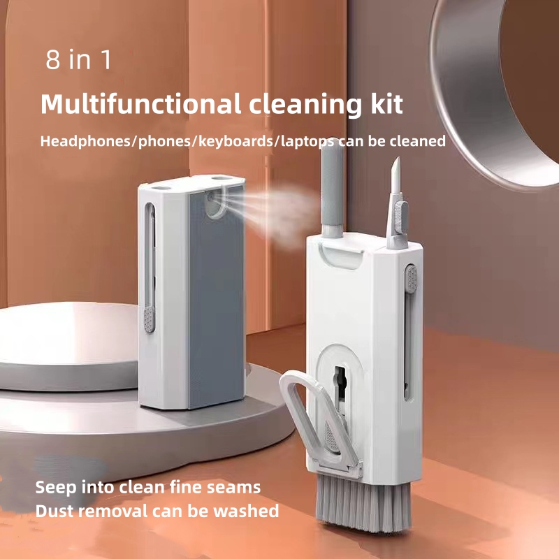 Grey Q8 8-in-1 Multi-Function Cleaning Kit – Compact Keyboard view 4