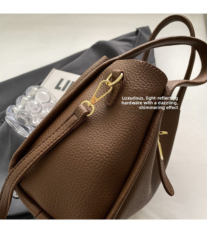 Beige Retro 2-Piece Women's Bucket Bag Set with Removable Inner Pouch PU view 4