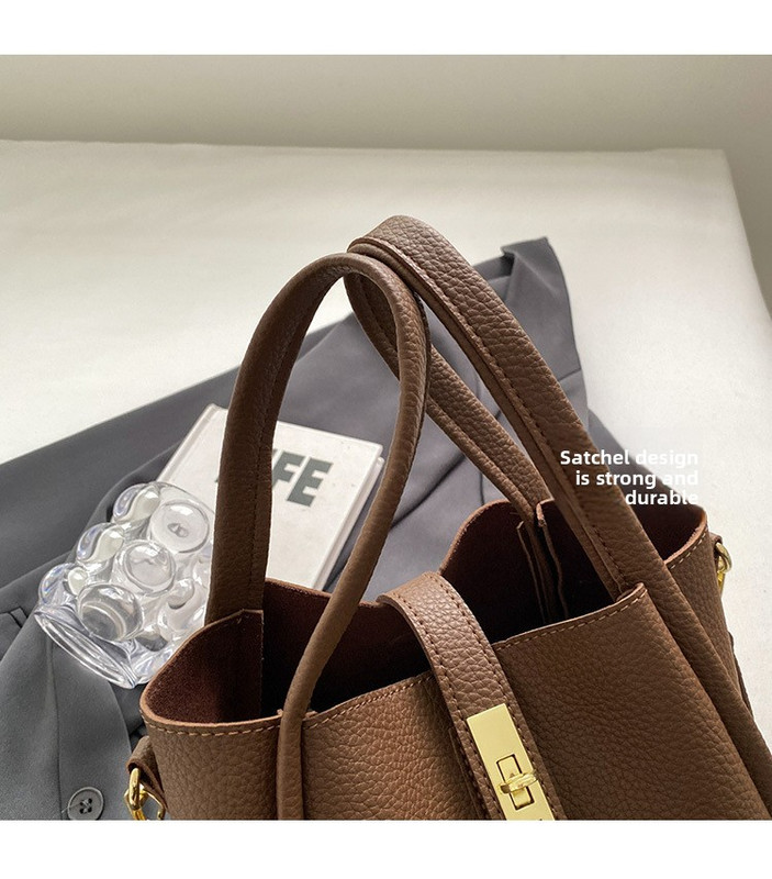 Brown Retro 2-Piece Women's Bucket Bag Set with Removable Inner Pouch PU view 5