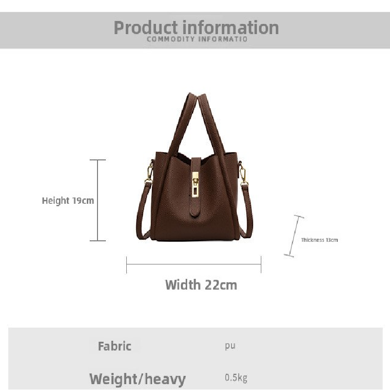 Brown Retro 2-Piece Women's Bucket Bag Set with Removable Inner Pouch PU view 7