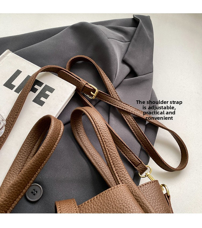 Elephant Grey Retro 2-Piece Women's Bucket Bag Set with Removable Inner Pouch view 6