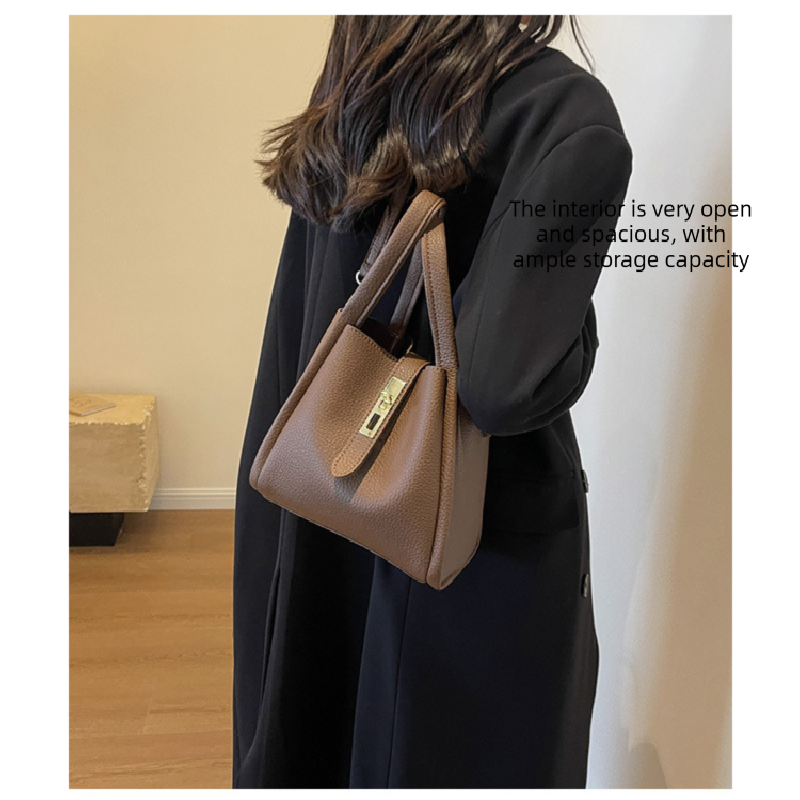 Yellow Retro 2-Piece Women's Bucket Bag Set with Removable Inner Pouch PU view 3