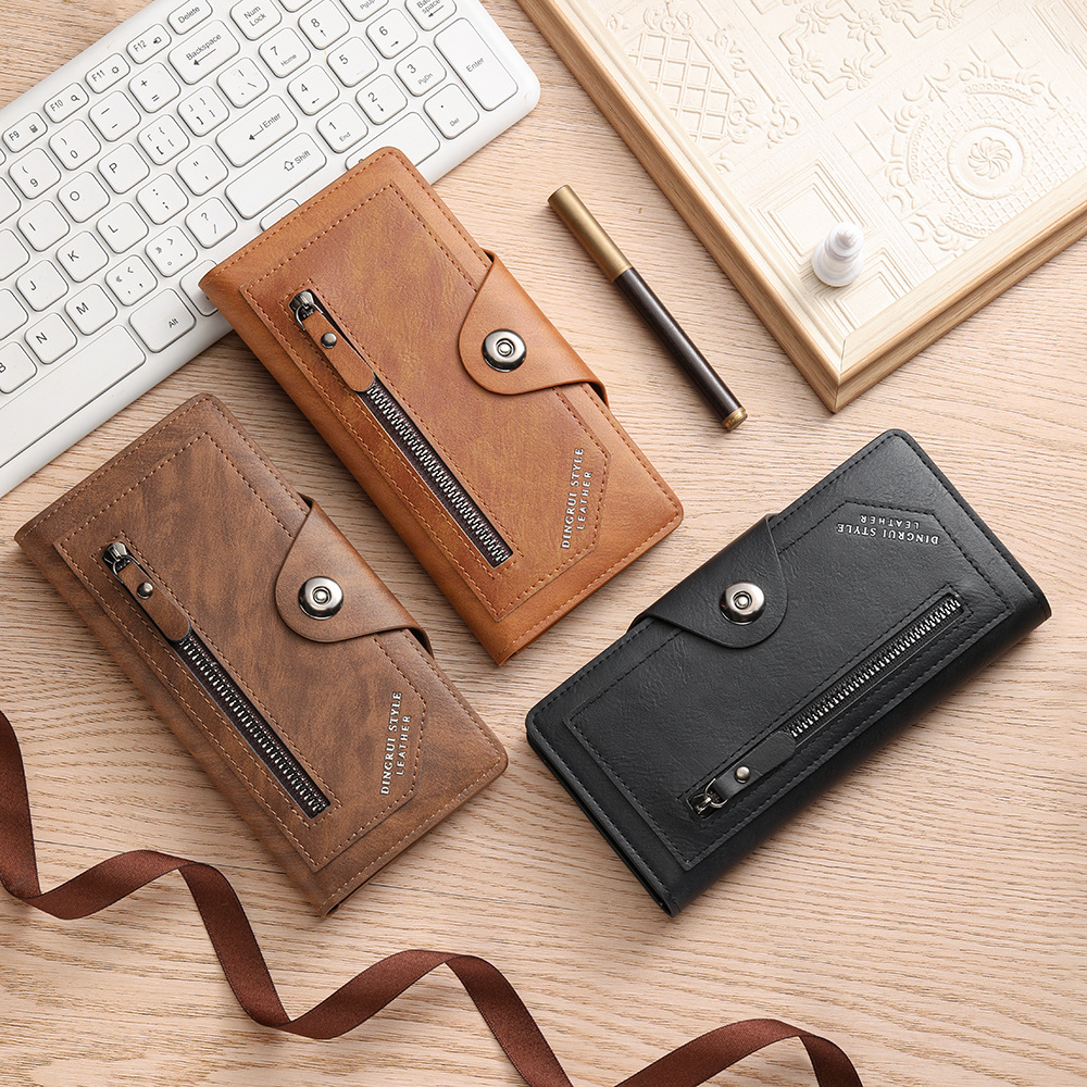 Dark coffee Vintage Men's Long Wallet Slim PU Leather Clutch with Multi Card view 4