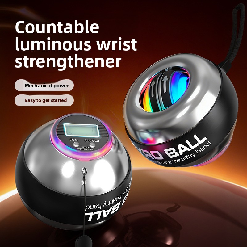 Blue LED Gyro Ball Wrist Power Trainer with Digital Counter and Auto-Start view 2