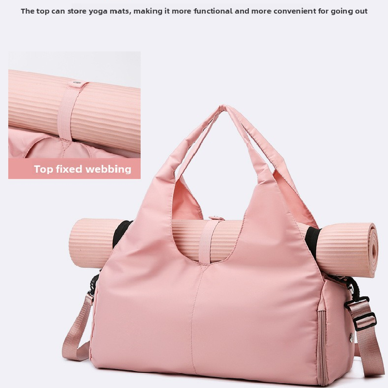 Blue Women Large Capacity Yoga Gym Bag with Shoe Compartment and Mat Strap view 2