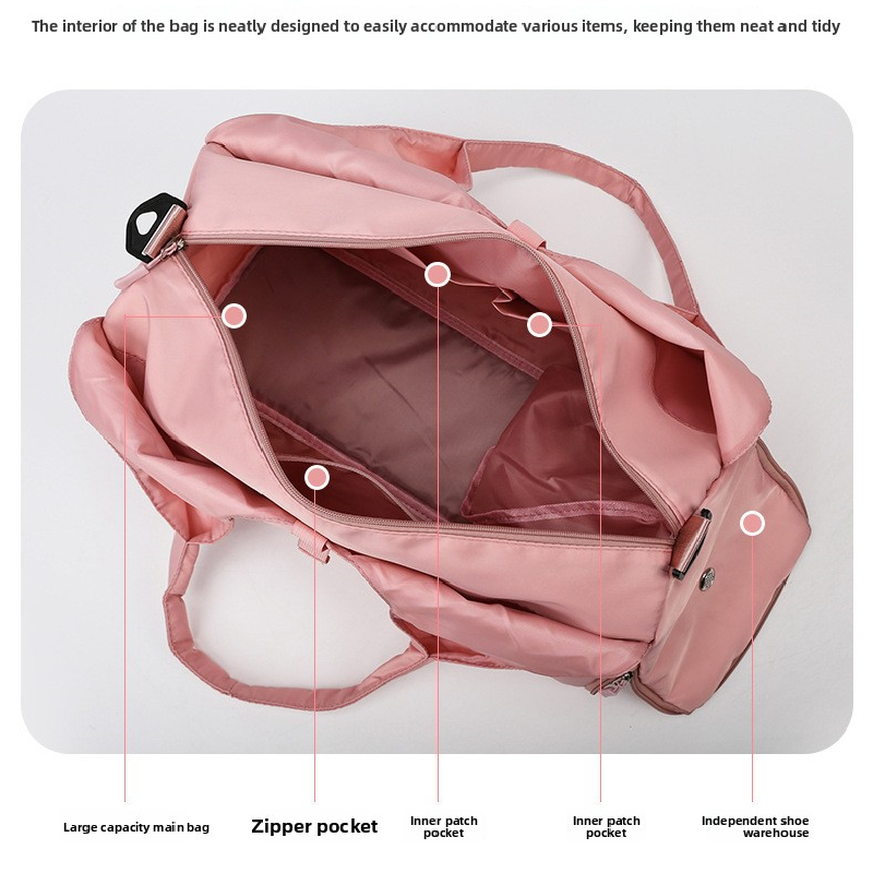 Black Women Large Capacity Yoga Gym Bag with Shoe Compartment and Mat Strap view 3
