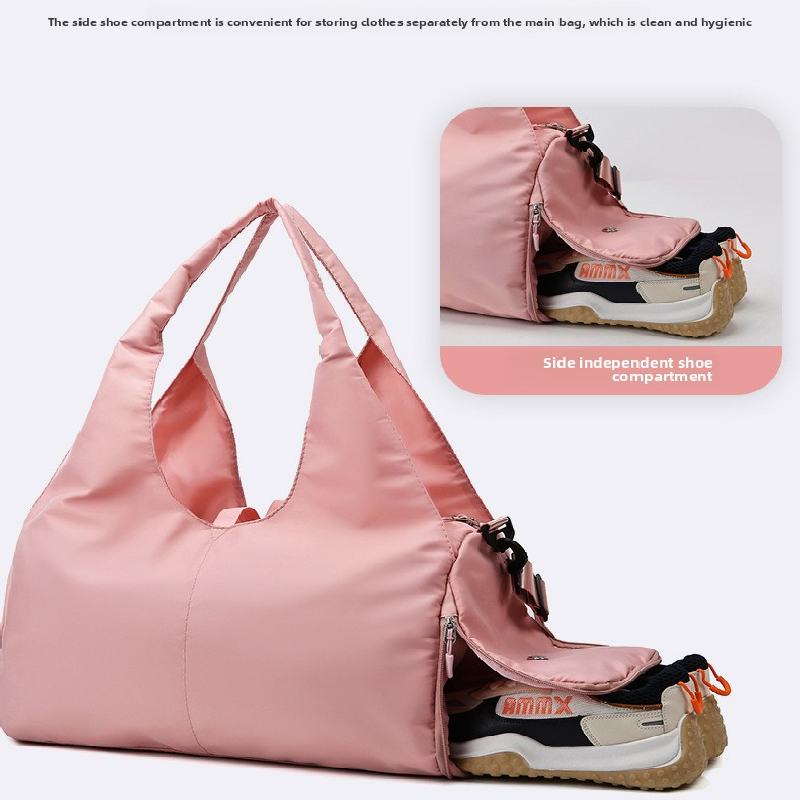 Black Women Large Capacity Yoga Gym Bag with Shoe Compartment and Mat Strap view 5
