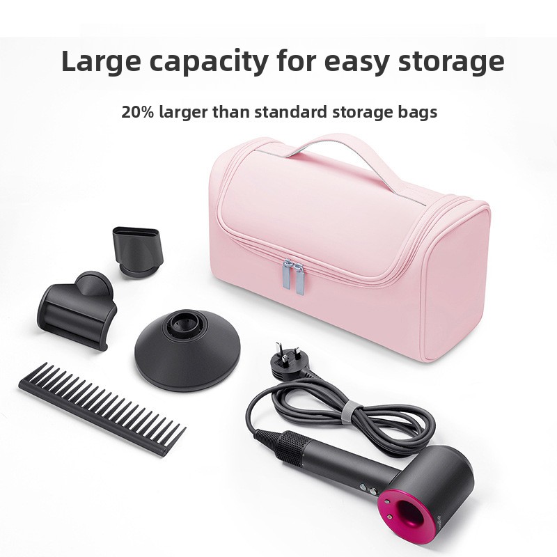Blue Portable Hair Dryer and Curler Storage Bag Waterproof PU Leather Travel view 4