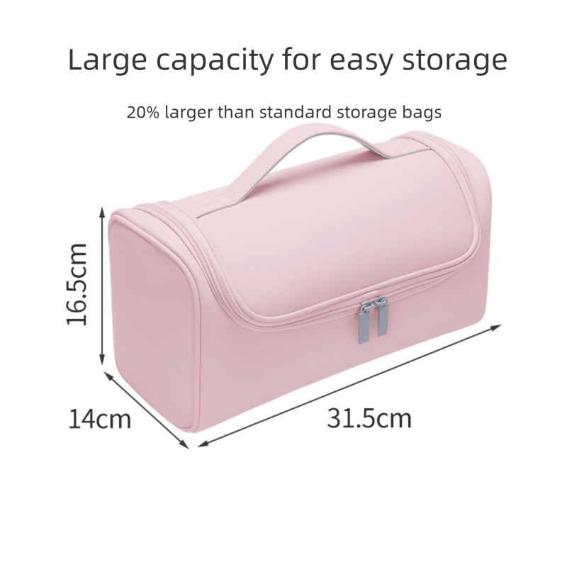 Blue Portable Hair Dryer and Curler Storage Bag Waterproof PU Leather Travel view 5