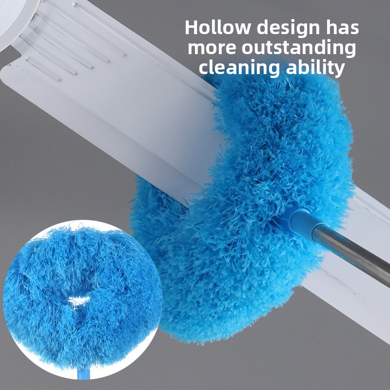 Green Long Handle Ceiling Fan Duster with Hollow Microfiber Head and view 4