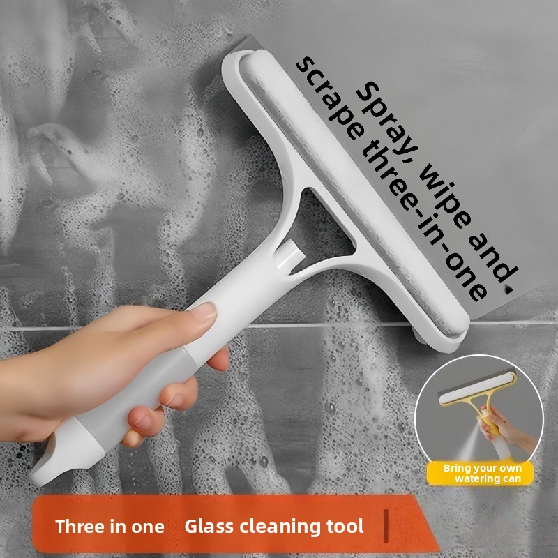 2-PCS Blue 3-in-1 Window Squeegee with Built-in Spray Bottle and TPR Scraper view 3