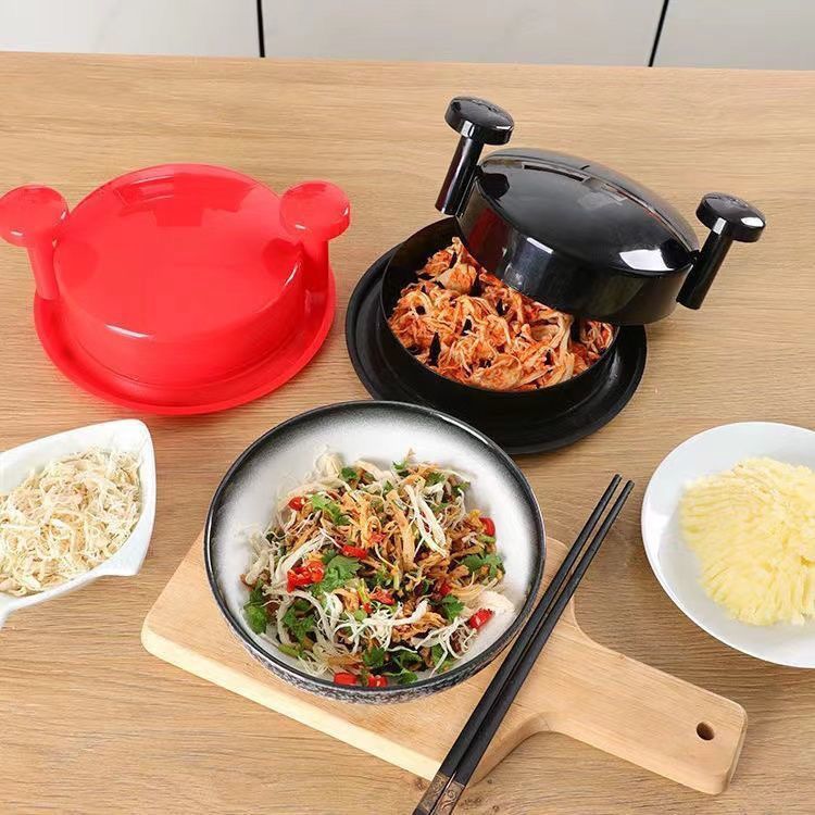 Red Manual Meat Shredder with Spiked Interior for Quick Chicken Separation view 2