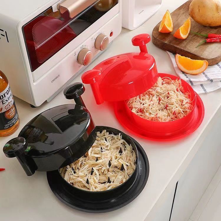 Red Manual Meat Shredder with Spiked Interior for Quick Chicken Separation view 3