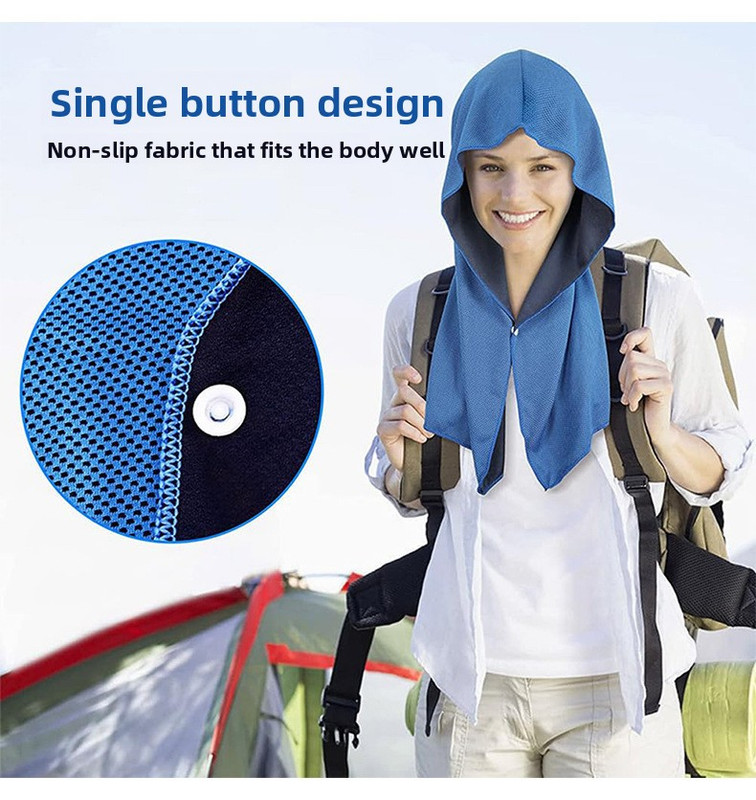 Light Blue Football Instant Cooling Hooded Towel U-Shaped Sun Protection Quick view 3