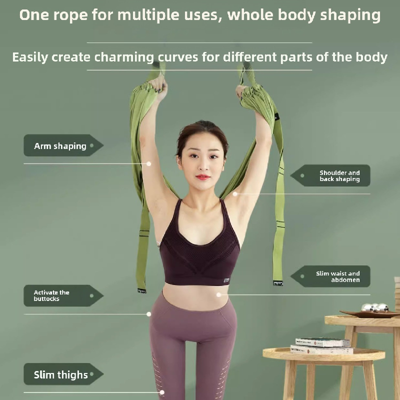 Green Aerial Yoga Door Hanging Strap for Home Workouts Adjustable Stretch Band view 5