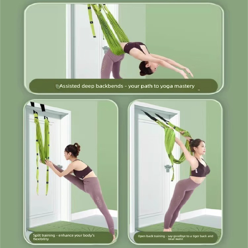 Blue Aerial Yoga Door Hanging Strap for Home Workouts Adjustable Stretch Band view 3