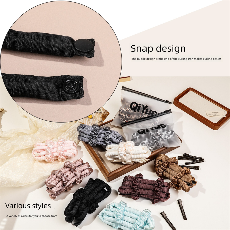 2-PCS Puff pastry Heatless Hair Curler Set Extra Long Overnight Soft Ribbon view 3