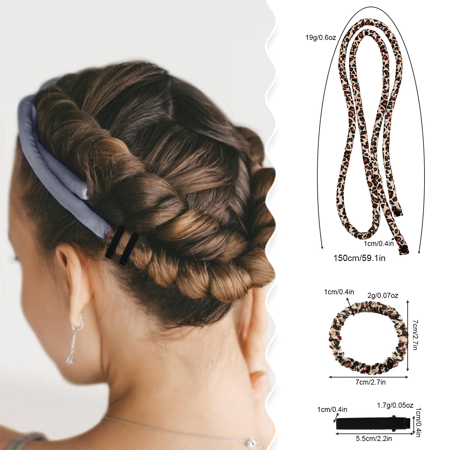 2-PCS Bronze color Heatless Hair Curler Set Extra Long Overnight Soft Ribbon view 4