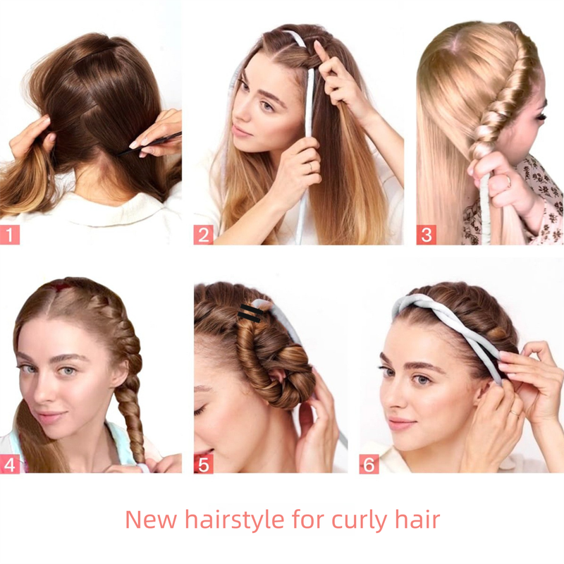 2-PCS Sky blue Heatless Hair Curler Set Extra Long Overnight Soft Ribbon for view 2