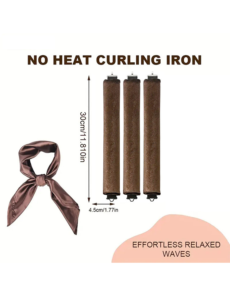 Black Heatless Hair Curler 2 Pack with Satin Scarf and Soft Sponge Rollers for view 2