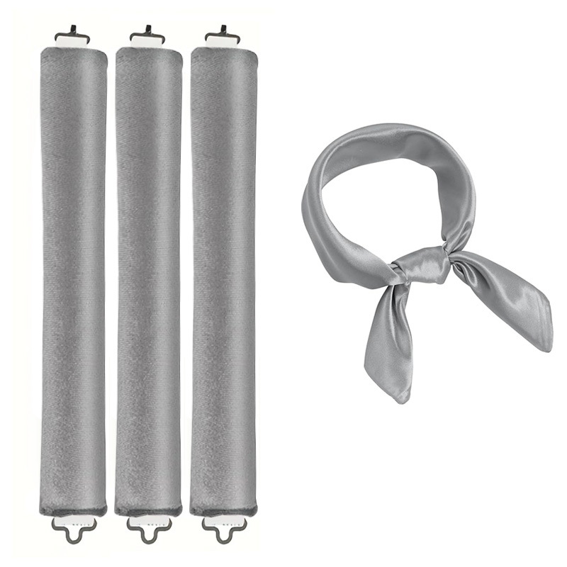 Grey Heatless Hair Curler 2 Pack with Satin Scarf and Soft Sponge Rollers for — image 1