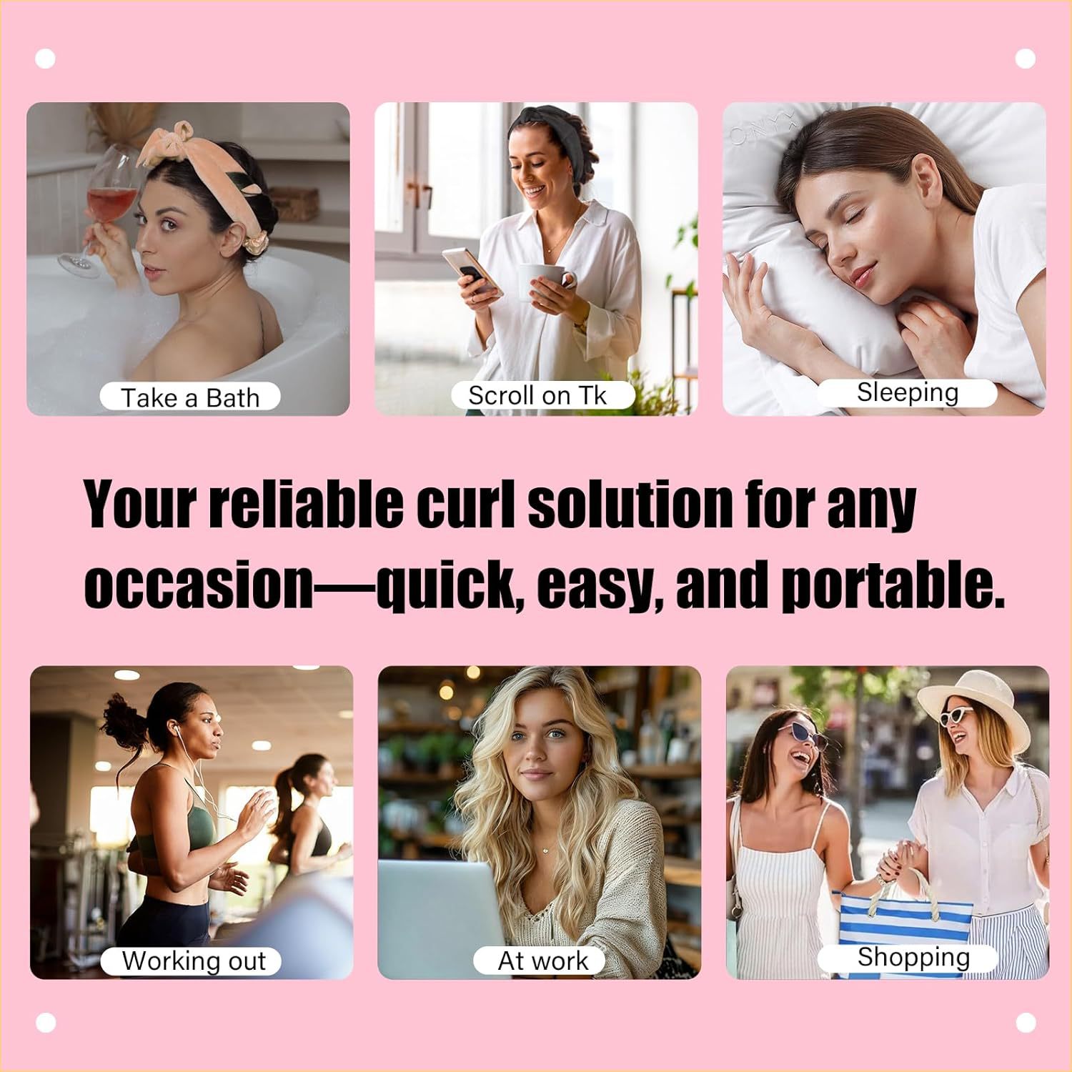 Black Heatless Hair Curler Set with Bowtie Ribbon for Natural Big Waves view 4