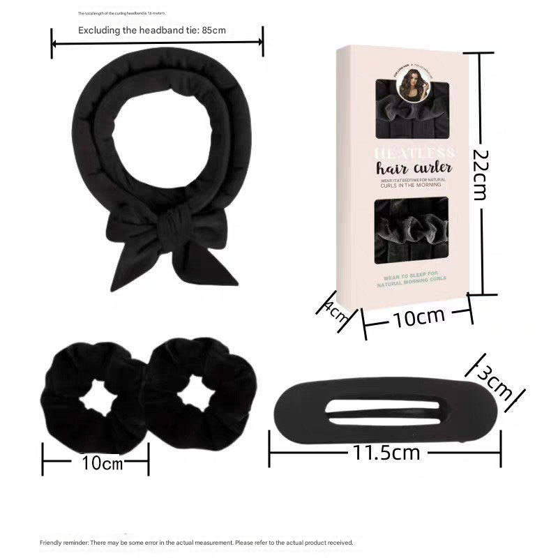 Coffee brown Heatless Hair Curler Set with Bowtie Ribbon for Natural Big Waves view 5