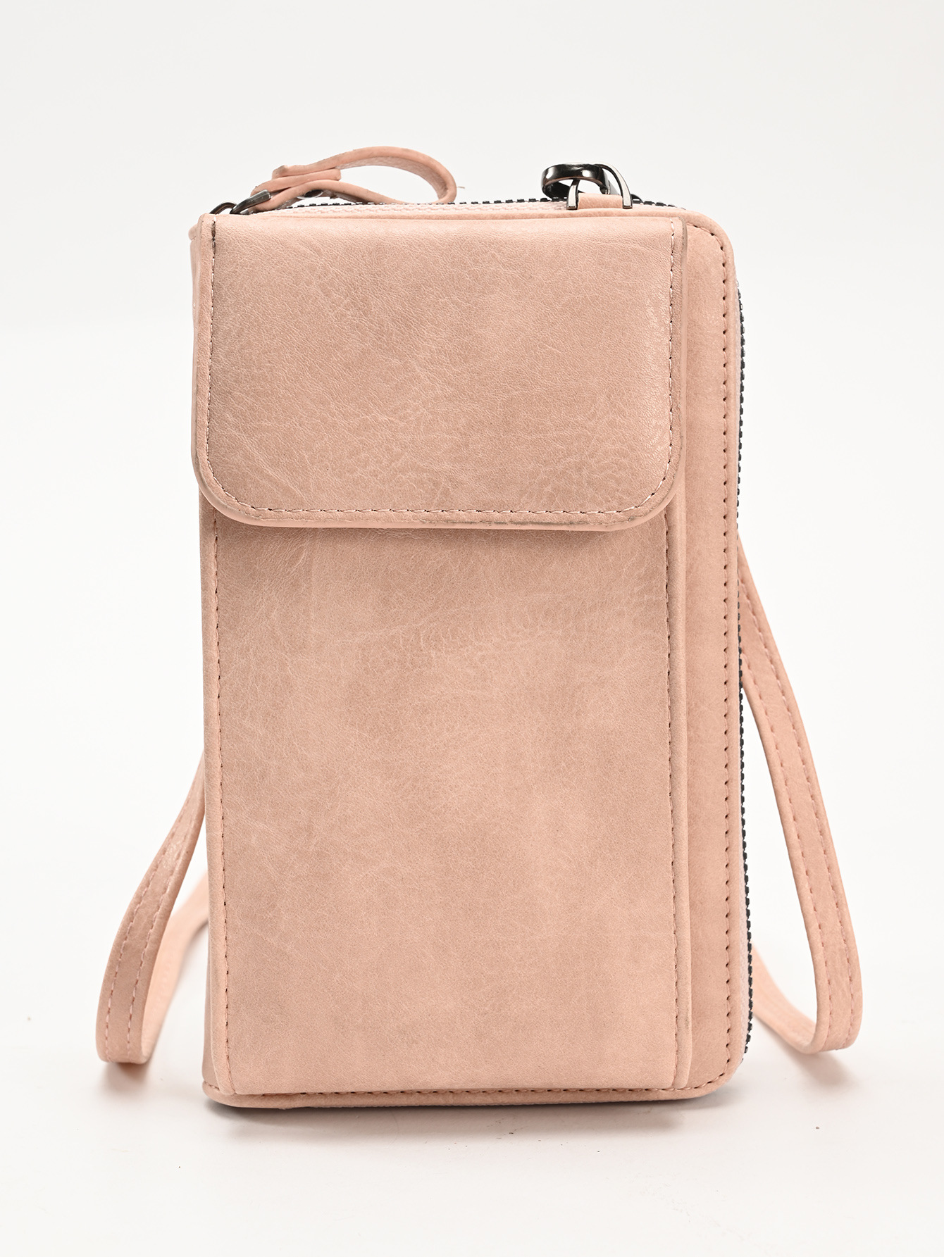Pink Women's PU Leather Crossbody Phone Bag with Adjustable Shoulder Strap and — image 1