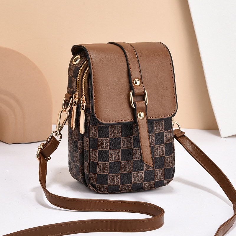 Coffee color Women's Mini Crossbody Phone Bag Compact PU Leather with Multiple — image 1