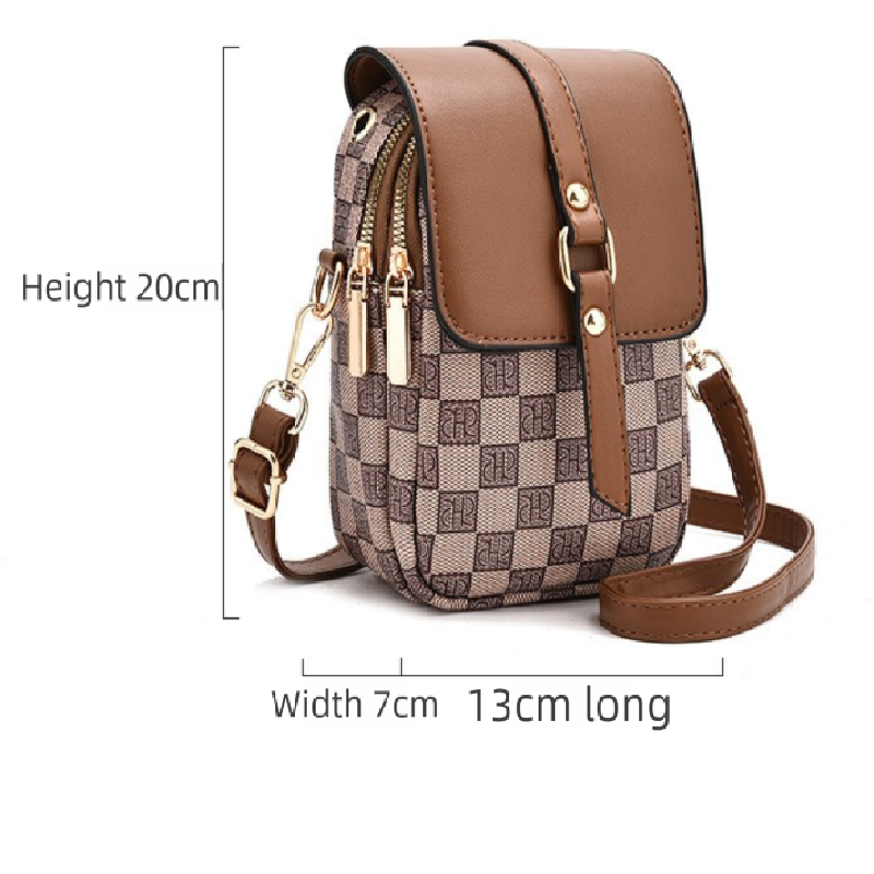 Coffee color Women's Mini Crossbody Phone Bag Compact PU Leather with Multiple view 4