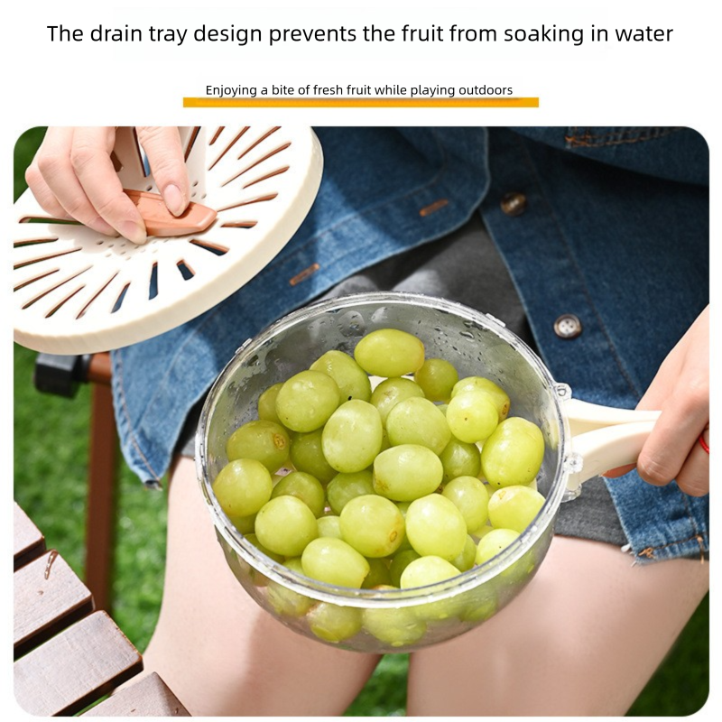White large Multi-functional Fruit and Vegetable Washing Bowl with Lid and view 4