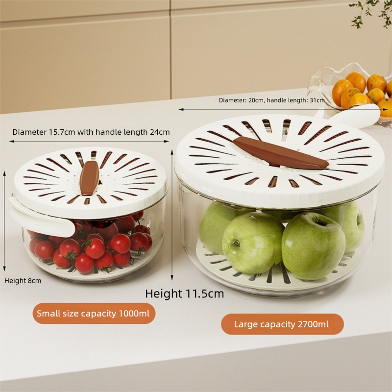 White large Multi-functional Fruit and Vegetable Washing Bowl with Lid and view 5