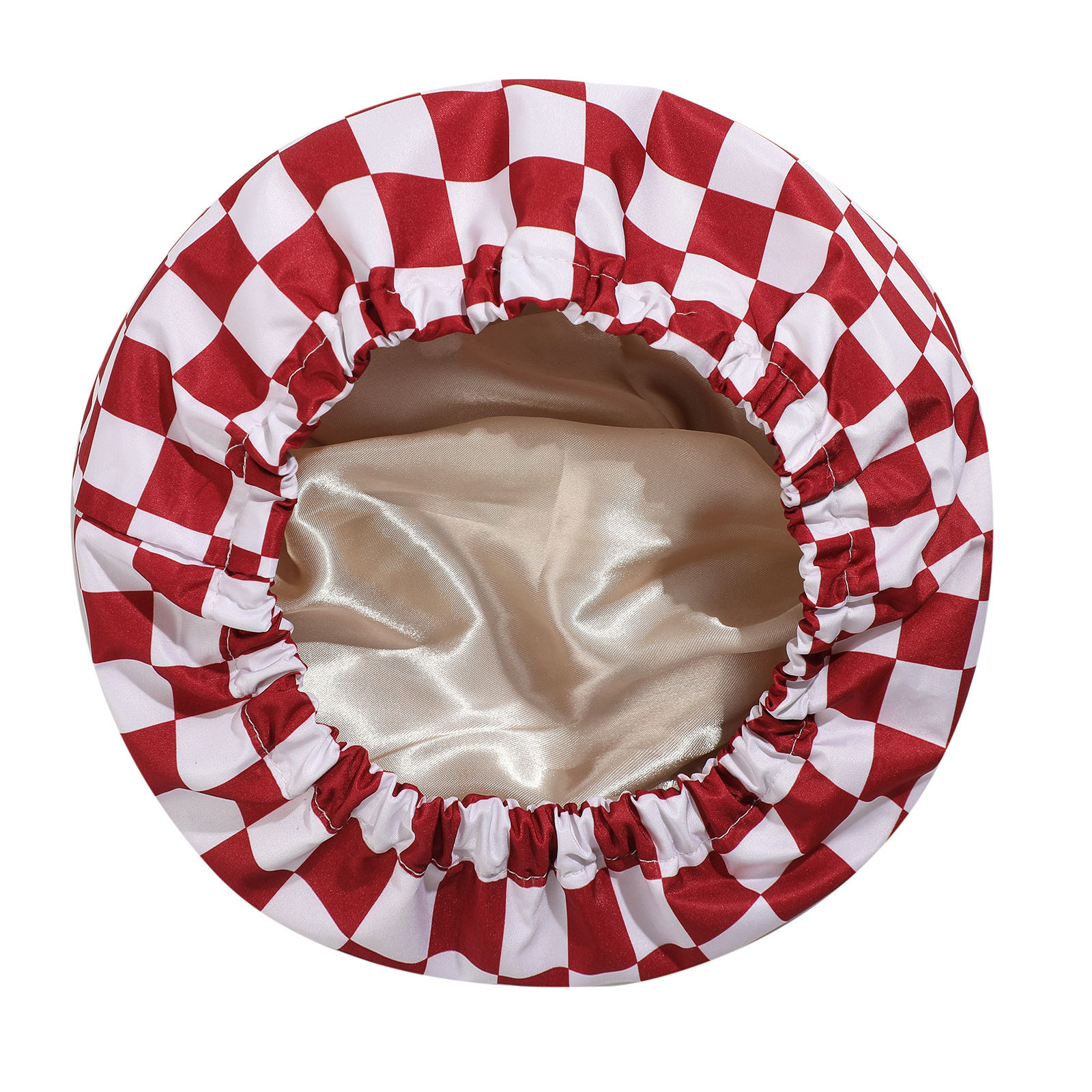 Burgundy tartan Premium Double-Layer Waterproof Shower Cap for Women Long Hair