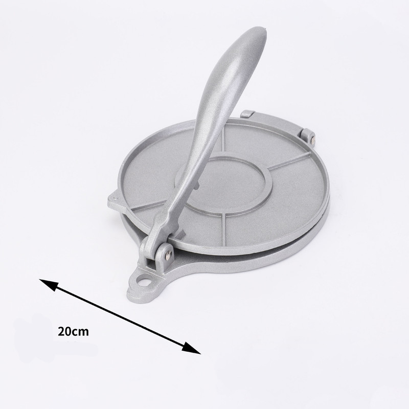 Silver Manual Dough Press – Aluminum Alloy Cake & Tortilla Press for Homemade — image 1